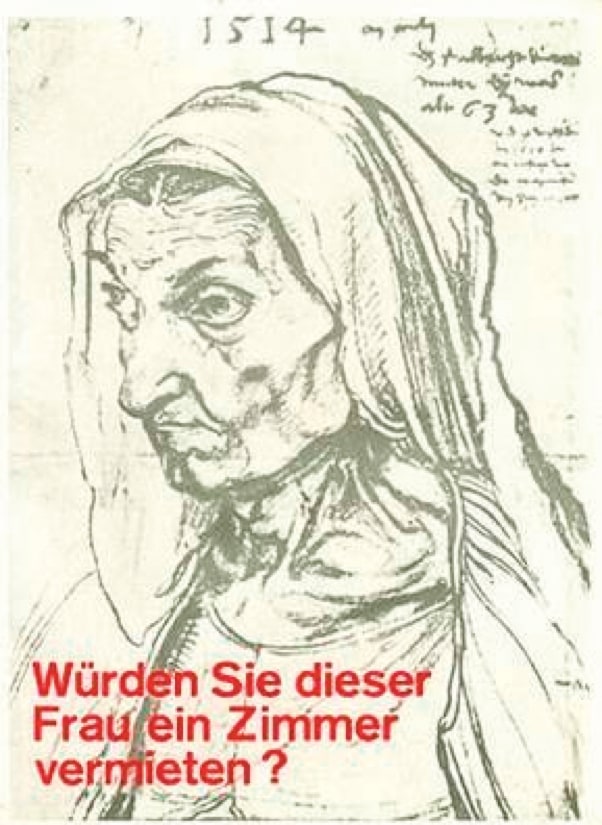 Würden Sie dieser Frau ein Zimmer vermieten? Plakat Klaus Staeck 1971, Edition Staeck