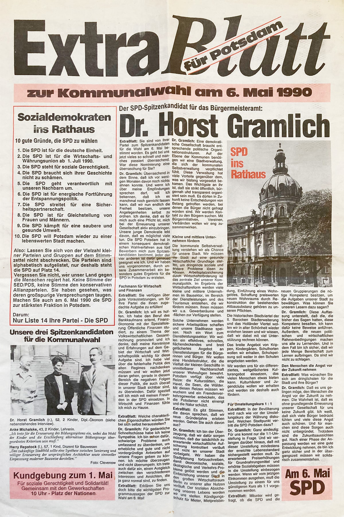 Wahlzeitung der SPD für die Kommunalwahlen der DDR 1990